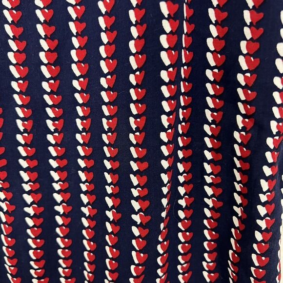 Draper James Heart Field Printed Shirt Dress Navy Red White Size 0 No Belt - Picture 5 of 6